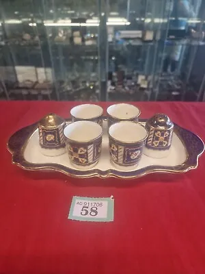 Buy Royal Winton Blue And White Ivory Ware Set Of Egg Cups , Salt & Pepper On Tray • 22.94£
