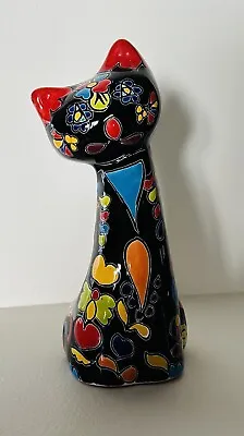 Buy Talavera Pottery Hand Painted Colorful Cat Figurine Mexican Folk Art • 23.66£