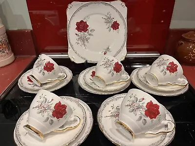 Buy Roses To Remember China Tea Set For Five (five Trios Plus Cake Plate) • 9.99£