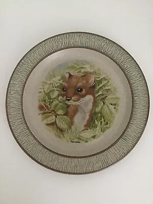 Buy Rare Vintage Purbeck Pottery Stoneware Plate With Stoat/Weasel Design 26 Cm Wide • 7£