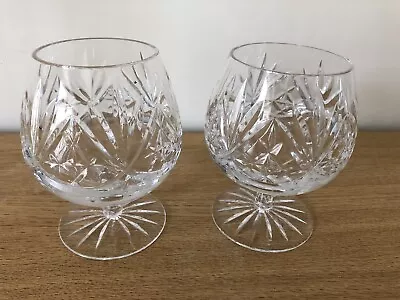 Buy 2 Edinburgh Crystal Cut Glass Balloon Brandy Glasses Vgc • 8£