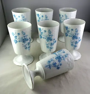 Buy 7 Giraud Limoges Antique China Sherbet Goblets White W/Blue Flowers Antique Porc • 26.35£