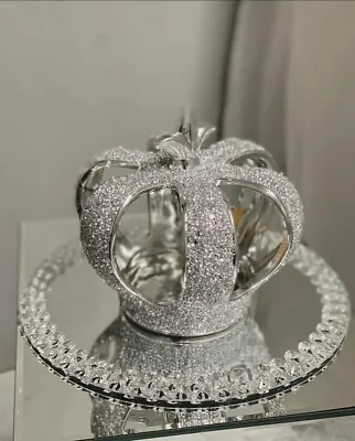 Buy LARGE CROWN Silver Sparkle Ornament Bling Crushed Diamond Gift • 19.99£