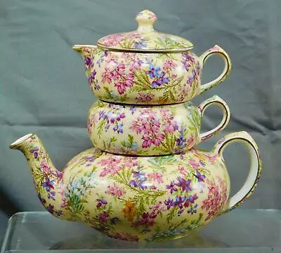 Buy Lord Nelson Ware Stacking Teapot Vintage 1948 Heather Chintz Pattern England • 113.67£