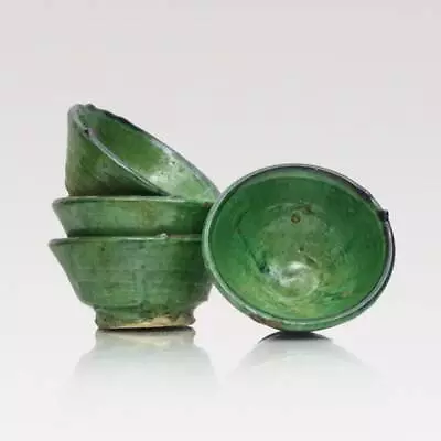 Buy Set Of 4 Bols De Tamegroute,Vintage Marocain Tamegroute Green Glazed Bowl   Tame • 151.74£