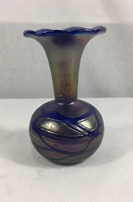 Buy Vintage Mtarfa Art Glass Vase Iridescent 15cm In Height • 49.95£