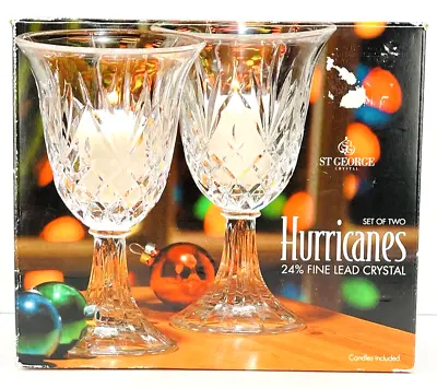 Buy Hurricane Candle Holders Crystal Glass Tea Light Votives Clear Set 2 St George • 20.50£