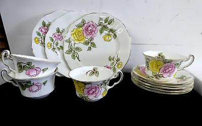 Buy Set X 12 Adderley Lawley Bone China Tea Cup Saucer Side Plate Floral • 17.99£