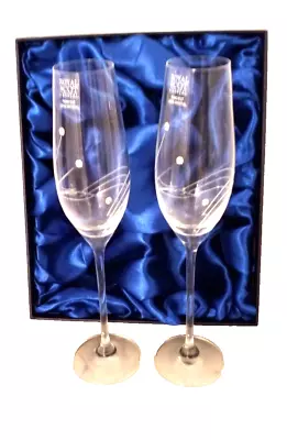 Buy Crystal Champagne Glasses With Diamante Swarovski Element • 25.80£