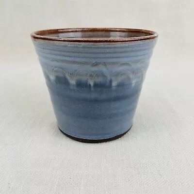 Buy Vintage Chipping Campden Pottery Vase Studio Handmade Blue Drip Glazed • 18£