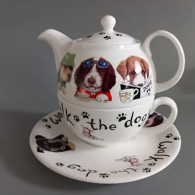 Buy Fashion Dog: Tea For One Set, English Fine Bone China, Roy Kirkham Exc Condition • 32.95£
