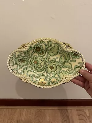Buy Green & Gold Tuscan Decoro Pottery Tray - 28 X 18cm • 19.95£