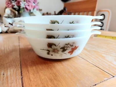 Buy 4 JAJ Pyrex Autumn Glory Small Side / Breakfast / Soup Bowls With Handles - VGC • 13.50£