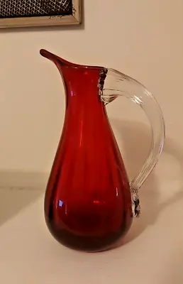 Buy Whitefriars Glass Sparrow Beak Jug 9419 Geoffrey Baxter - Large Size In Ruby Red • 18.99£