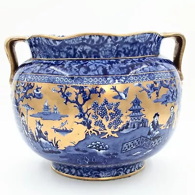Buy Antique James Kent Pottery Jardinière Planter Chinoiserie Blue And Gilt Scenes • 195£