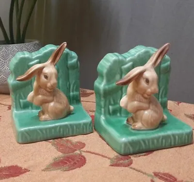 Buy Rare SYLVAC Pottery Lop Eared Rabbit Bookends #1546 * DAMAGED EAR * • 29.99£