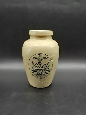 Buy ANTIQUE Early 20th Century Edwardian VIROL Bone Marrow Stoneware Jar Large 14cm • 2.99£