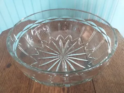 Buy Vintage Large Round Clear Cut Glass Fruit Bowl - Great Condition • 16.95£