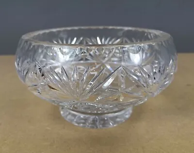 Buy Vintage Style Heavy Clear Cut Glass Crystal Dish Bowl, Pedestal Base 15cm / 6'' • 5.50£