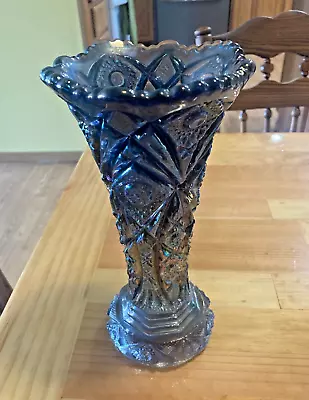 Buy Vintage Imperial Glass Purple Iridescent Carnival NuCut Hobstar Vase 10  Tall • 34.59£