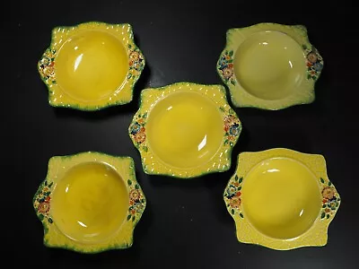 Buy 5 X 1930s CROWN DEVON Art Deco GARDEN PATH Yellow Bowls / Dishes • 9.99£