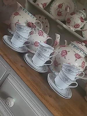 Buy Fine Porcelain China Diane  6 Tea Cups And Saucers • 10£