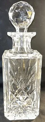 Buy Cut Glass Crystal Decanter Square With Stopper Vintage 26 Cm Tall 9 Cm Wide • 18£