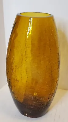 Buy Amber Crackle Glass Vase. Unmarked/ 6-7 Inches/ Dark Color / Hand Blown • 14.27£