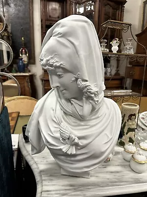 Buy Antique French Parian Porcelain Bust Of A Young Woman Signed A Carrier-Belleuse • 1,744.94£