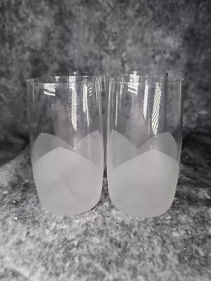 Buy Set 4 LR Rona Lily Frosted Crystal Slovakia Tumblers Whisky Glasses Vintage  • 14.99£