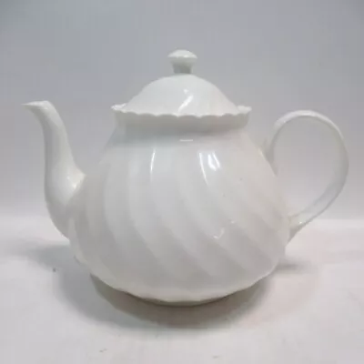 Buy Wedgwood Chelsea White Teapot Bone China 16cm England Solid Swirl Design • 19.99£