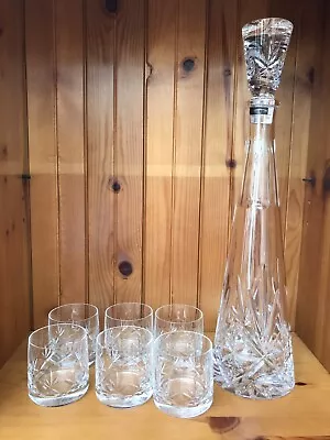 Buy Thomas Webb Crystal Othello Cut Glass Tall Decanter And Set Of 6 Small Glasses  • 50£