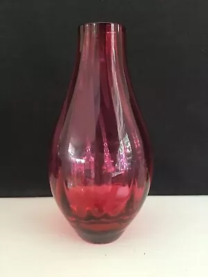 Buy Dartington Crystal Cranberry Vase - Signed • 8£