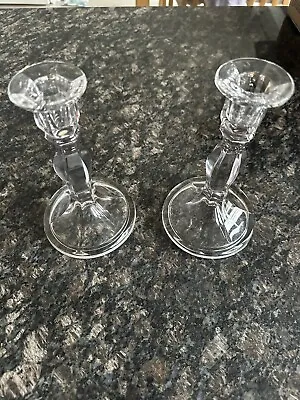 Buy Beautiful Tall Glass Candlestick X 2 - 19cm High - Perfect Condition • 7£