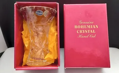 Buy Vintage Czech Bohemian Hand Cut Crystal 15cm Height Vase • 17.95£