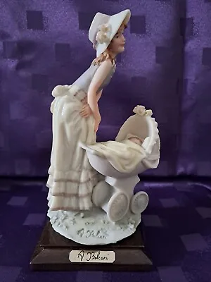 Buy Signed Vintage Capodimonte Auro Belcari, Young Mother With Baby In Pram Figurine • 22£