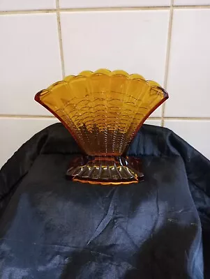 Buy Davidson's Amber Glass Art Deco Fan Shaped Napkin Vase. Classic Look. • 2.99£