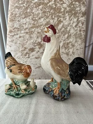 Buy Chicken Family Ceramics, Two Pottery Figurines, A Cockerel & A Hen & 3 Chicks • 9.99£