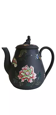 Buy Antique Stoneware  Pottery Wedgwood Black Basalt Teapot Sybil Finial Enamelled • 225£