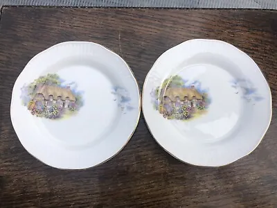 Buy Vintage Royal Sutherland Bone China Two Side Plates Country Cottage Design • 3.99£