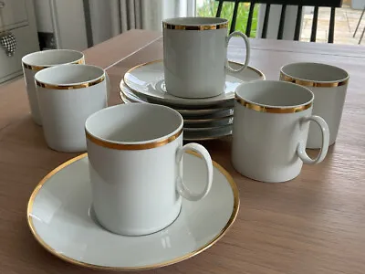 Buy 6 X Thomas Rosenthal Group Germany Cups And Saucers Wide Gold Band • 24.99£