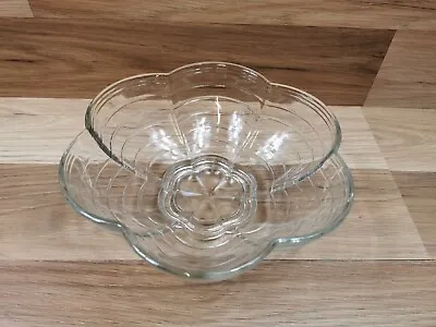 Buy Vintage 1950s Clear Pressed Glass Flower Shape Large Dessert / Serving Bowl • 10.99£