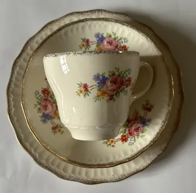 Buy Vintage Swinnertons Luxor Vellum Floral Bone China Tea Trio (Cup, Saucer, Plate) • 8.99£