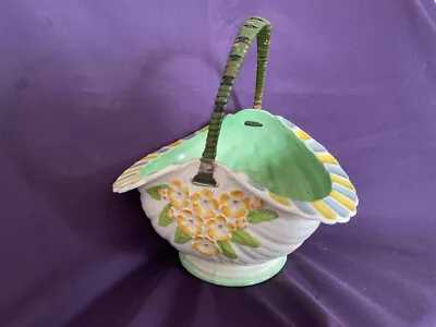Buy Unusual  Art Deco Burleigh Ware Pottery Basket With Wicker Handle • 45£