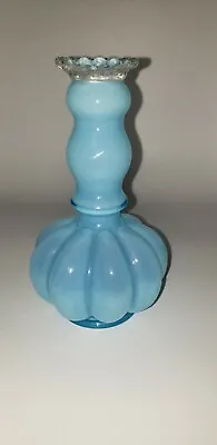 Buy Fenton Glass Blue Overlay Melon Perfume Bottle Rare 7  Large Mint • 51.21£