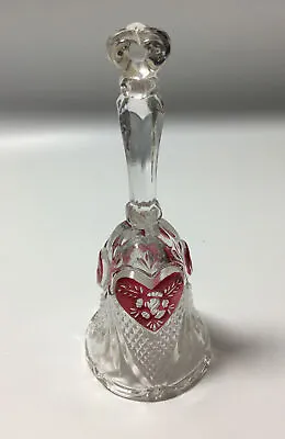 Buy Elegant Cut Glass Bell Ornaments With Red Heart Design • 6£