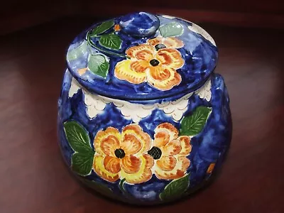 Buy An Attractive Portuguese Lidded Pot With Floral Decoration ...Hand Painted (6  ) • 5.99£