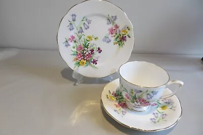 Buy Queen Anne China Trio 'old Country Spray' Cup Saucer Plate • 12£