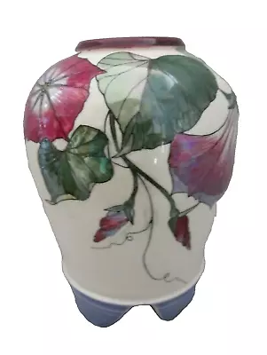 Buy Studio Pottery Ceramic Vase Morning Glory Footed. Artist Signed. Karen Aumann • 47.90£