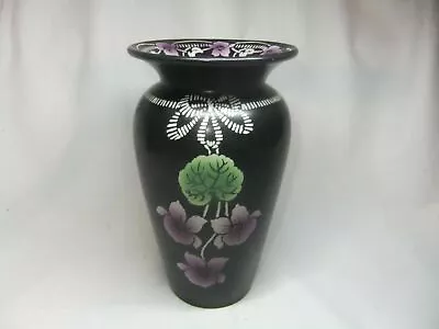Buy Shelley Vase 1920s Black Glazed Purple Violette Floral Flower Vase 657617 • 19.99£